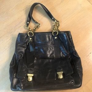 Coach black leather gold purse bag authentic